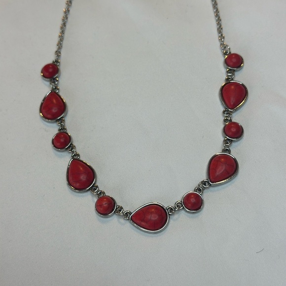 Red and Silver Women's Necklace - Picture 4 of 7